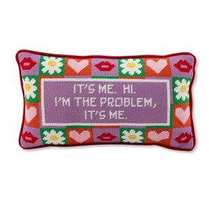 Colorful Embroidered Pillow with Quote